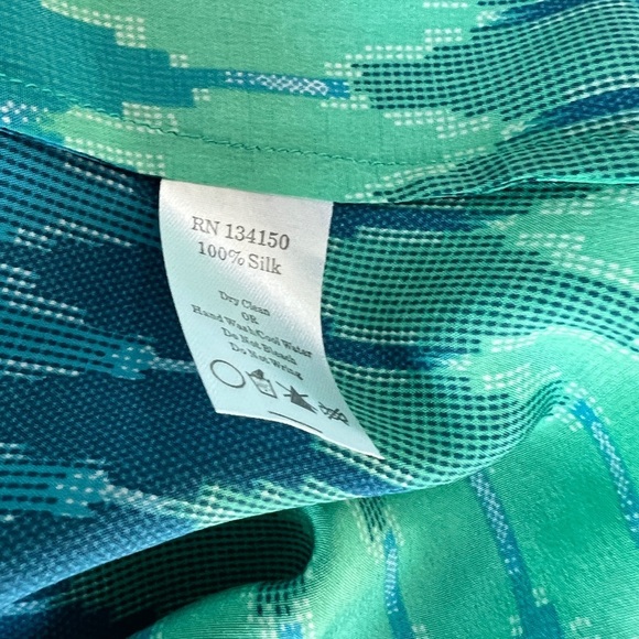 Dora Landa Silk Green and Blue Strapless Maxi Dress - Picture 3 of 9